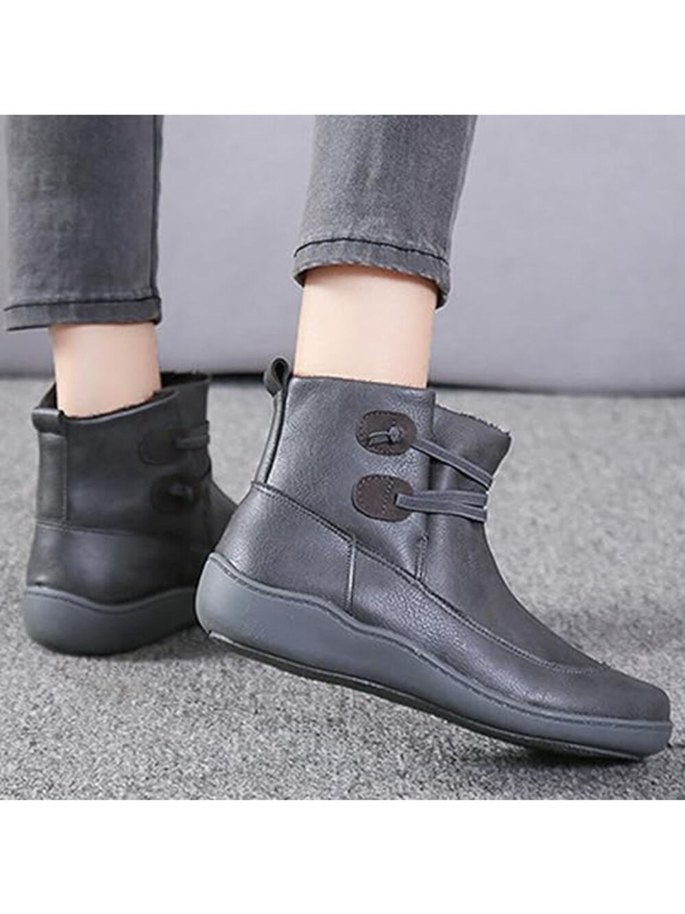 Ankle Boots Round Toe Casual Comfortable Lightweight Gray Size 9US /40CN
